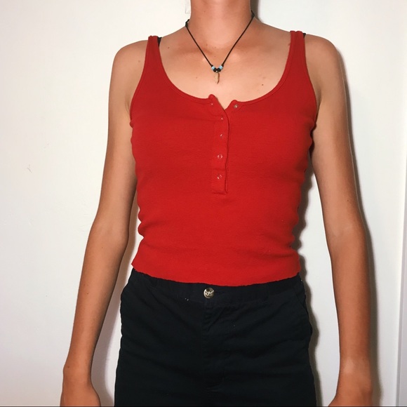 Red tank top with buttons Clearance